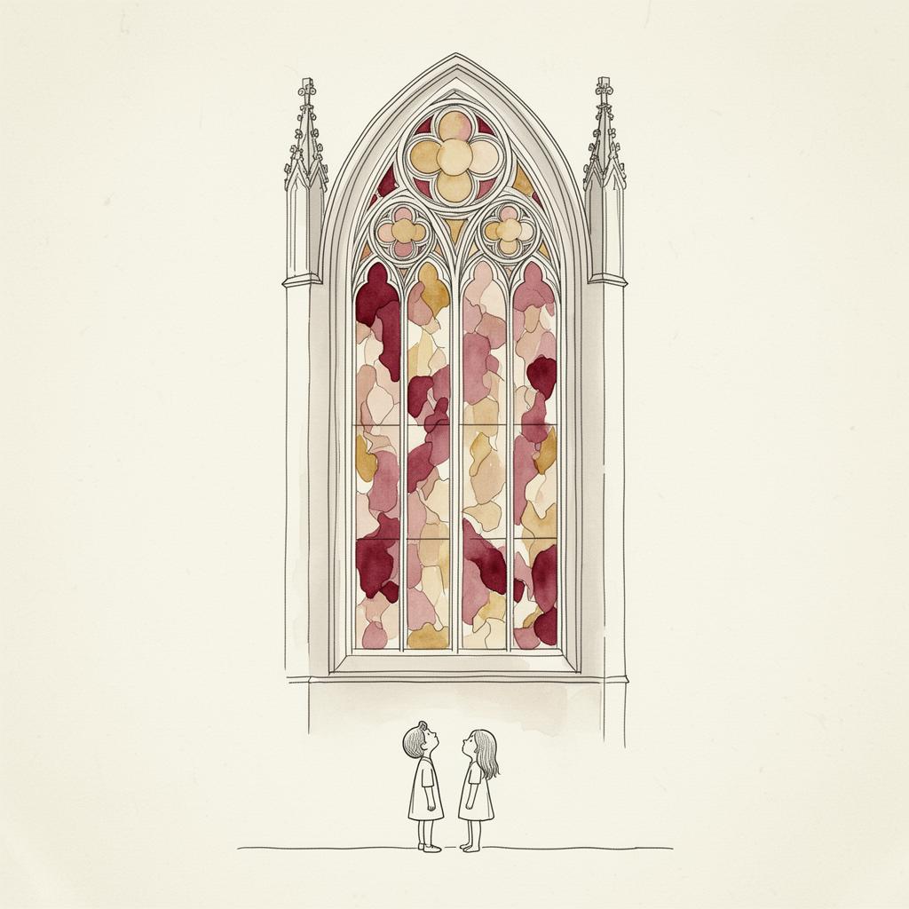 Gothic stained glass window in a historic chapel